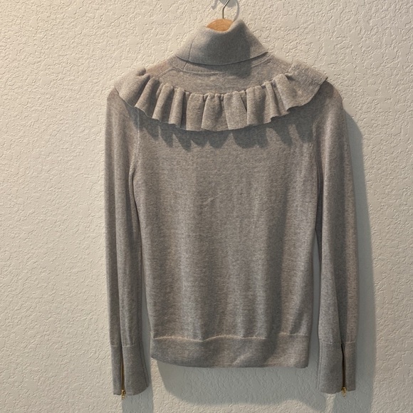 J. Crew Gray Merino Wool Tippi Turtleneck Sweater with Ruffle Detail - XS - Picture 8 of 8